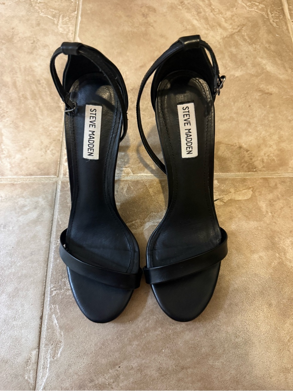 Steve Madden Black Minimalist Ankle-Strap Heels